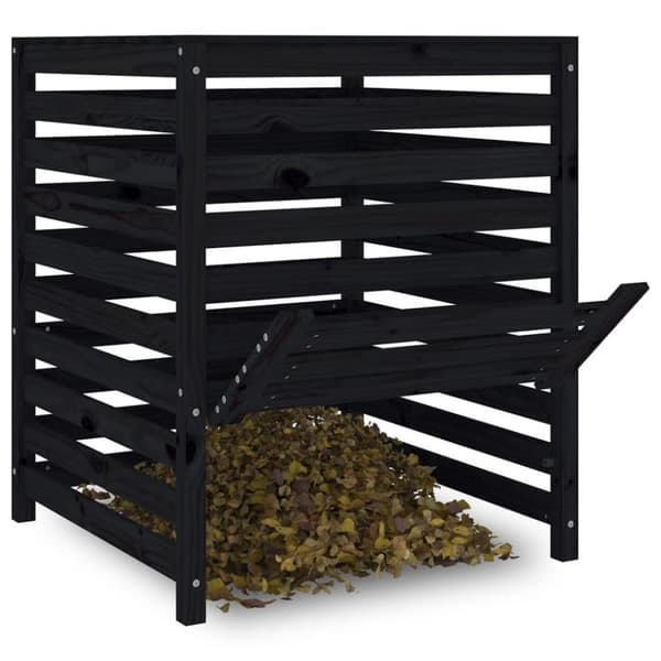 vidaXL kompostbeholder 82,5x82,5x99,5 cm massivt fyrretræ sort