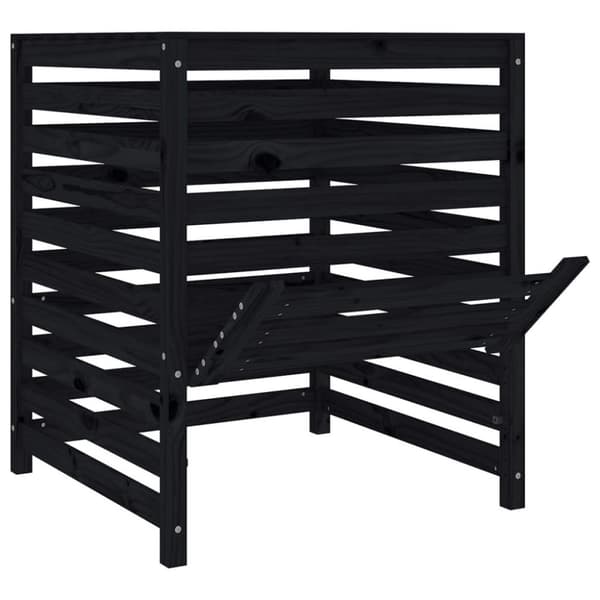 vidaXL kompostbeholder 82,5x82,5x99,5 cm massivt fyrretræ sort