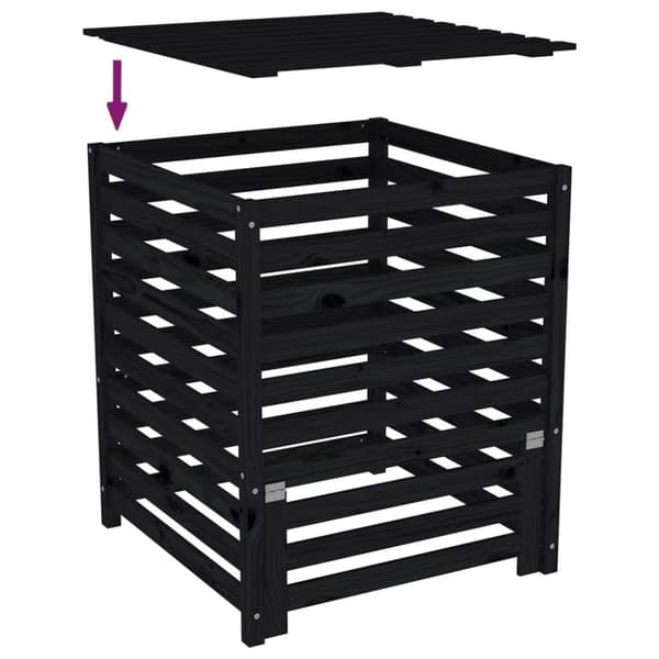 vidaXL kompostbeholder 82,5x82,5x99,5 cm massivt fyrretræ sort