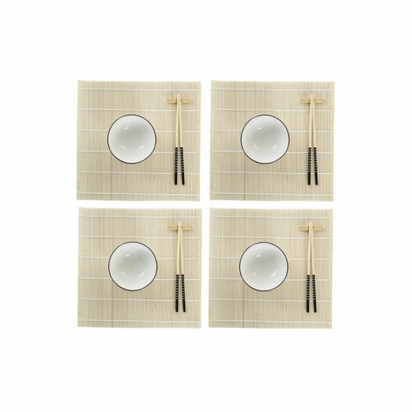Sushiset DKD Home Decor Bambu Stengods Vit Orientalisk 14,5 x 14,5 x 31 cm (16 Delar)