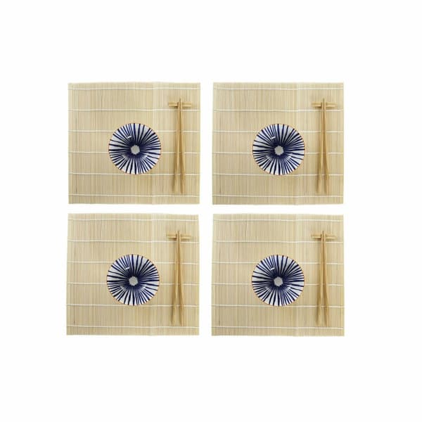 Sushiset DKD Home Decor 14,5 x 14,5 x 31 cm Blå Vit Stengods Orientalisk (16 Delar)