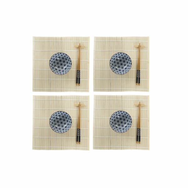 Sushiset DKD Home Decor 14,5 x 14,5 x 31 cm Blå Stengods Orientalisk (16 Delar)