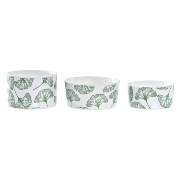 Tilltuggsset DKD Home Decor Bambu Stengods Blad Tropiskt 4 Delar 18 x 18 x 1 cm