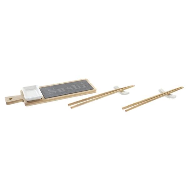 Sushiset DKD Home Decor Bambu Skiffer Naturell Orientalisk 28 x 9 x 2 cm (3 Delar) (6 Delar)