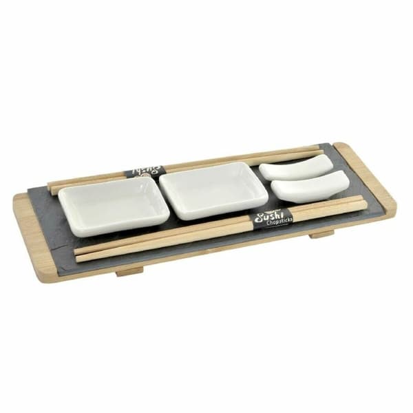 Sushiset DKD Home Decor Brun Svart Naturell Bambu Skiffer 30 x 10 x 3,5 cm (9 Delar) (30 x 10 x 3,5 cm)