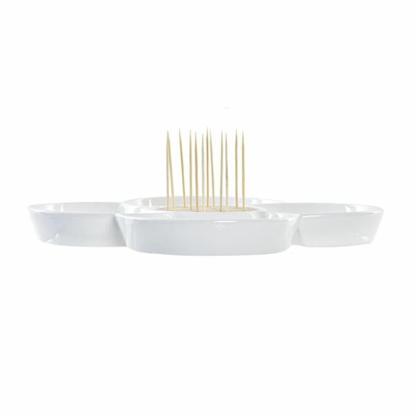 Snacksbricka DKD Home Decor Multicolour Naturell Bambu Stengods Tropiskt 22 x 22 x 7 cm