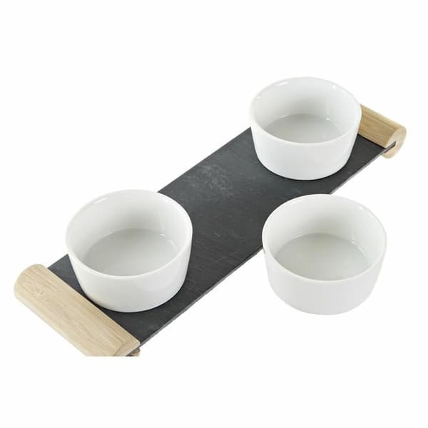 Snacksbricka DKD Home Decor Vit Svart Stengods Skiffer 33 x 10 x 5,8 cm