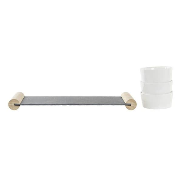 Snacksbricka DKD Home Decor Vit Svart Stengods Skiffer 33 x 10 x 5,8 cm