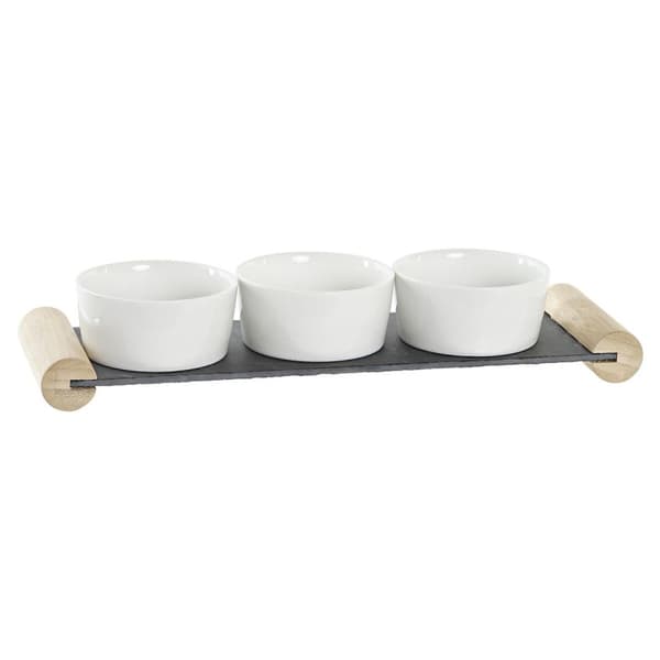 Snacksbricka DKD Home Decor Vit Svart Stengods Skiffer 33 x 10 x 5,8 cm