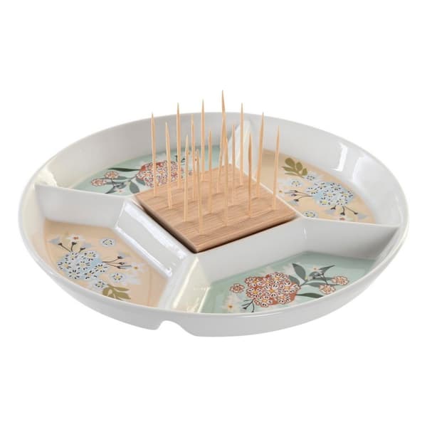 Snacksbricka DKD Home Decor 23,5 x 23,5 x 3 cm Grön Stengods