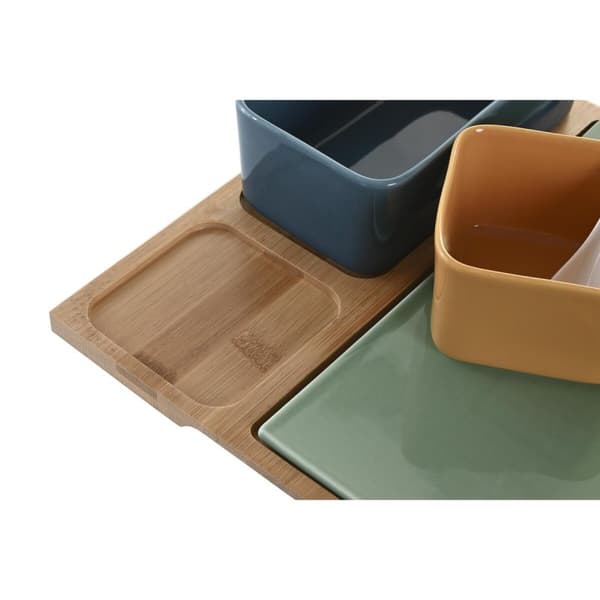Tilltuggsset DKD Home Decor Porslin Multicolour Bambu 5 Delar (27 x 26 x 8 cm)