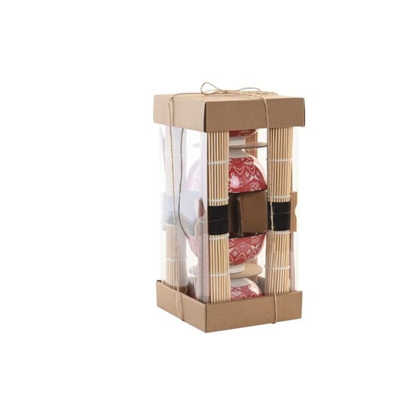 Sushiset DKD Home Decor 14,5 x 14,5 x 31 cm Fuchsia Mandala Stengods Orientalisk (16 Delar)