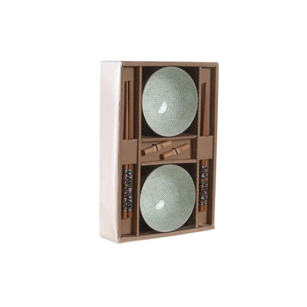 Sushiset DKD Home Decor 30 x 21 x 7 cm Grön Himmelsblå Stengods Orientalisk (6 Delar)