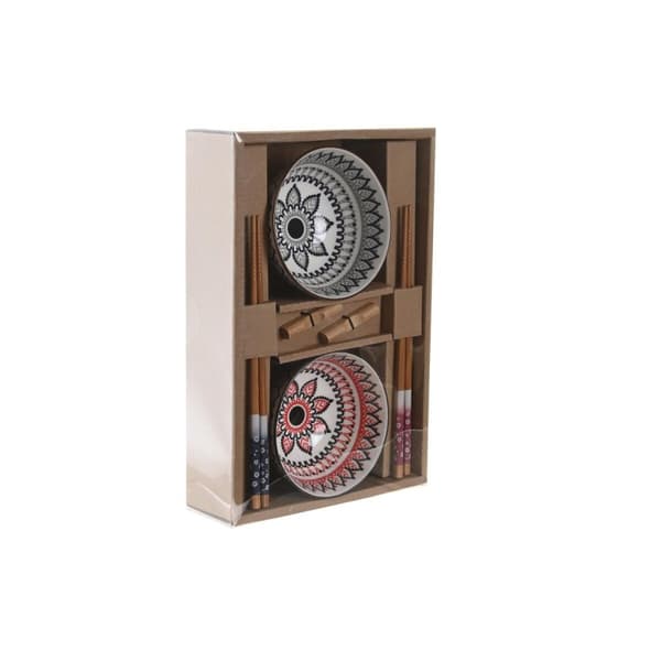 Sushiset DKD Home Decor 30 x 21 x 7 cm Multicolour Mandala Stengods Orientalisk (6 Delar)