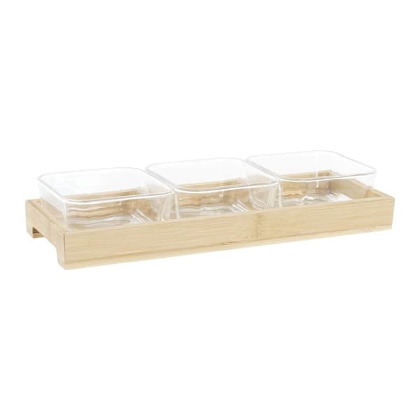 Snacksbricka DKD Home Decor 31,5 x 11 x 6 cm Glas Naturell 280 ml
