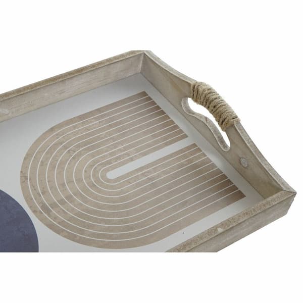 Bricka DKD Home Decor 40,6 x 30 x 6 cm Beige Blå Trä MDF (2 antal)