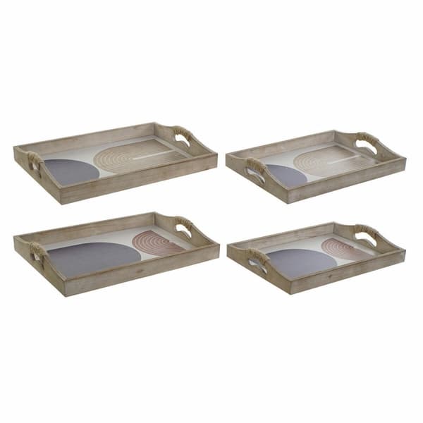 Bricka DKD Home Decor 40,6 x 30 x 6 cm Beige Blå Trä MDF (2 antal)