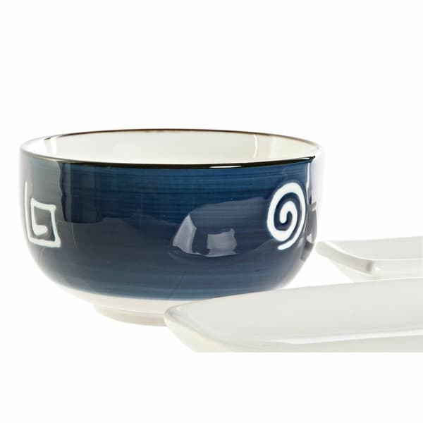 Sushiset DKD Home Decor 33,5 x 34,5 x 9 cm Porslin Vit Marinblå Orientalisk (33,5 x 34,5 x 9 cm)