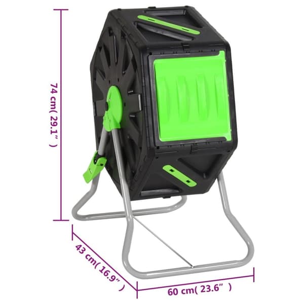 vidaXL komposttromle 60x43x74 cm 70 l polypropylen