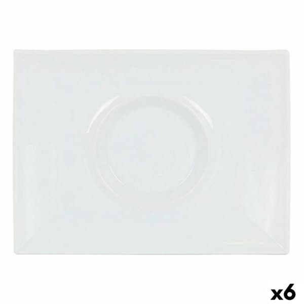 Platt skål Inde Gourmet Porslin Vit 29,5 x 22 x 3 cm (6 antal)