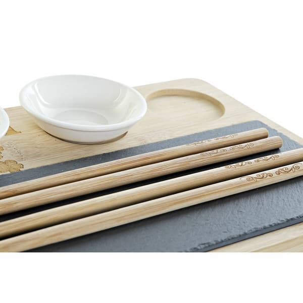 Sushiset DKD Home Decor PC-186227 Vit Svart Naturell Bambu Skiffer Modern Orientalisk 28,5 x 18,5 x 2,6 cm (9 Delar) (28,5 x 18,