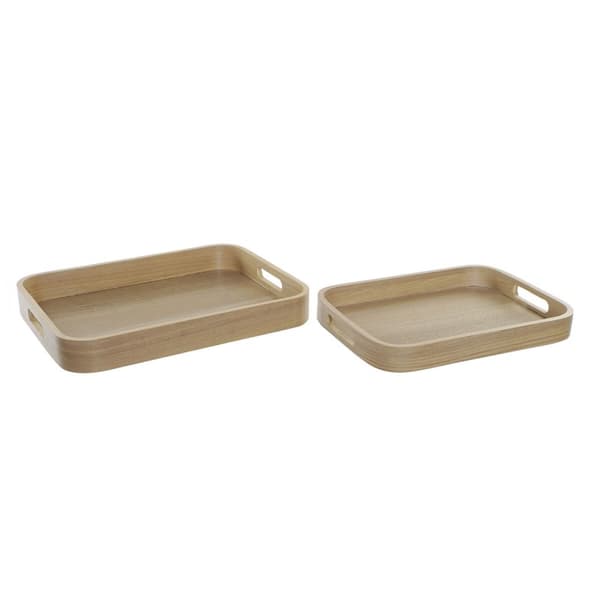 Snacksbricka DKD Home Decor Naturell Skandinavisk 40 x 30 x 5,5 cm (2 antal)