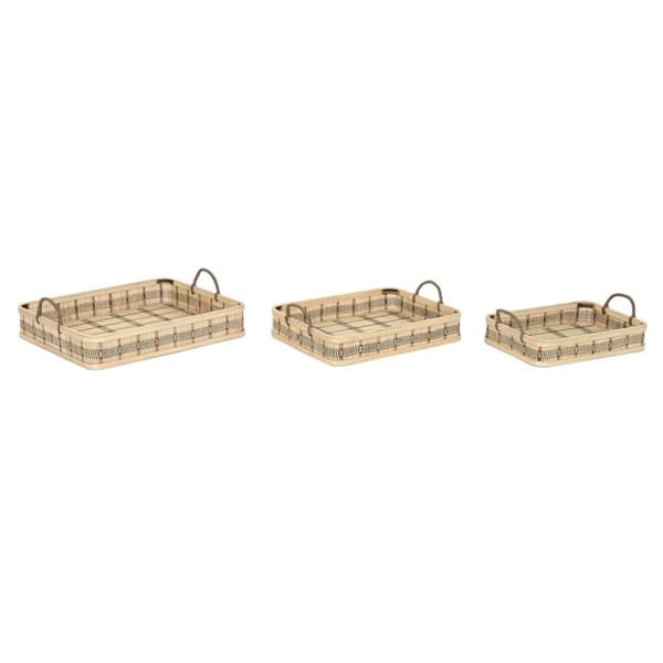 Uppsättning med Brickor DKD Home Decor Ljusbrun Bambu 54 x 43 x 9 cm (3 antal) (2 antal)