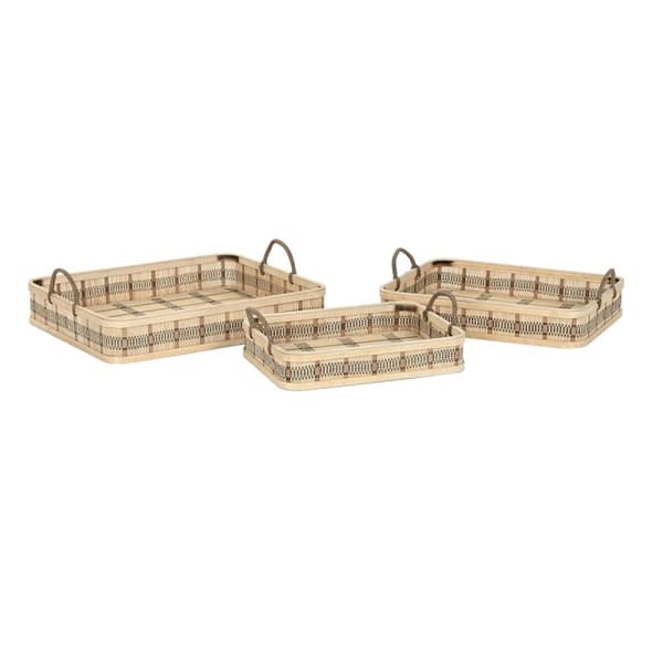 Uppsättning med Brickor DKD Home Decor Ljusbrun Bambu 54 x 43 x 9 cm (3 antal) (2 antal)
