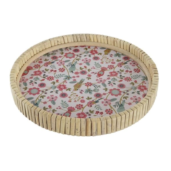 Snacksbricka DKD Home Decor 26 x 26 x 14,5 cm Naturell Metall Trä MDF Shabby Chic