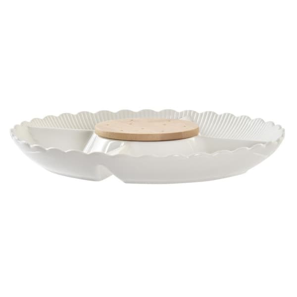 Snacksbricka DKD Home Decor 25,5 x 25,5 x 3 cm Naturell Porslin Vit