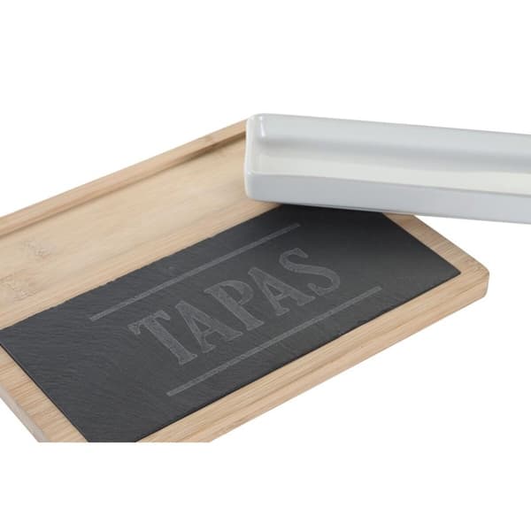 Tilltuggsset DKD Home Decor 24 x 7 x 2,5 cm Naturell Svart Skiffer