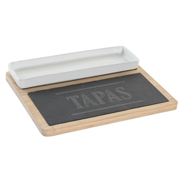 Tilltuggsset DKD Home Decor 24 x 7 x 2,5 cm Naturell Svart Skiffer