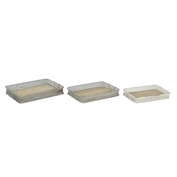 Uppsättning med Brickor DKD Home Decor 53 x 38 x 8 cm Metall Multicolour (3 antal)