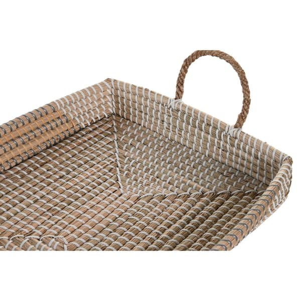 Uppsättning med Brickor DKD Home Decor Gul Naturell 48 x 38 x 15 cm 52 x 38 x 15 cm (2 antal)