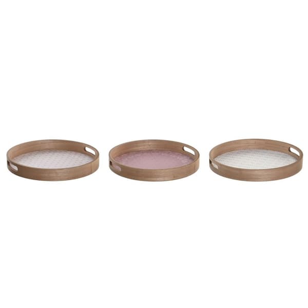 Snacksbricka DKD Home Decor Scandi Rosa Vit 35 x 35 x 5 cm Trä MDF (3 antal)