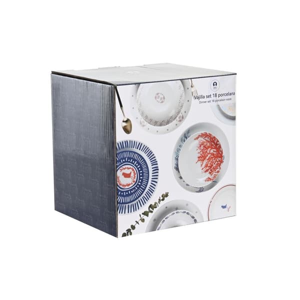 Servissats DKD Home Decor Vit Rosa Porslin Scandi 18 Delar 27 x 27 x 3 cm