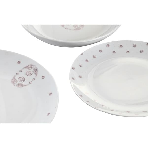 Servissats DKD Home Decor Vit Rosa Porslin Scandi 18 Delar 27 x 27 x 3 cm