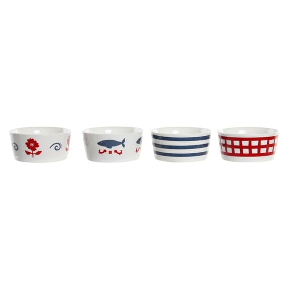 Tilltuggsset DKD Home Decor 19,7 x 19,7 x 1 cm Naturell Röd Blå Vit Stengods Medelhavs Hus
