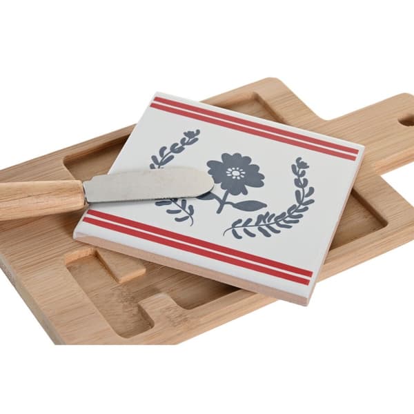 Tilltuggsset DKD Home Decor 21,5 x 11,8 x 1,5 cm Naturell Röd Blå Vit Stengods Medelhavs Hus
