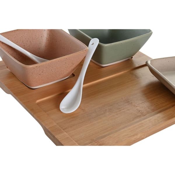 Tilltuggsset DKD Home Decor 24 x 23,5 x 1,5 cm Porslin Multicolour Bambu 6 Delar Skandinavisk