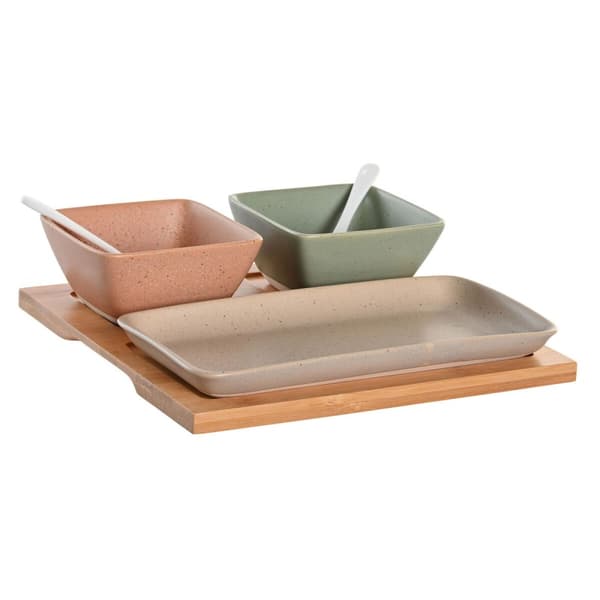 Tilltuggsset DKD Home Decor 24 x 23,5 x 1,5 cm Porslin Multicolour Bambu 6 Delar Skandinavisk