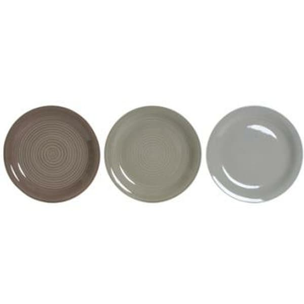 Matservis DKD Home Decor Brun Grå Stengods 26,5 x 26,5 x 3 cm 18 Delar