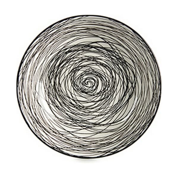 Djup tallrik Ränder Porslin Svart Vit 6 antal (20 x 4,7 x 20 cm)