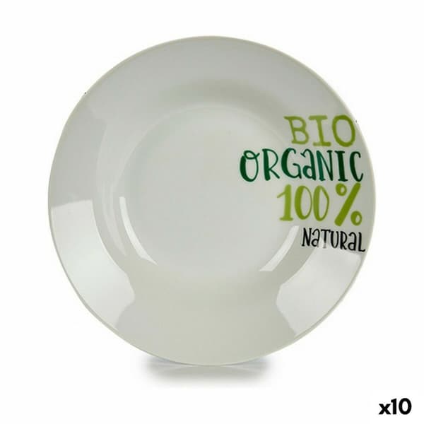 Djup tallrik Organic Vit Grön Ø 20,6 cm Porslin (10 antal)