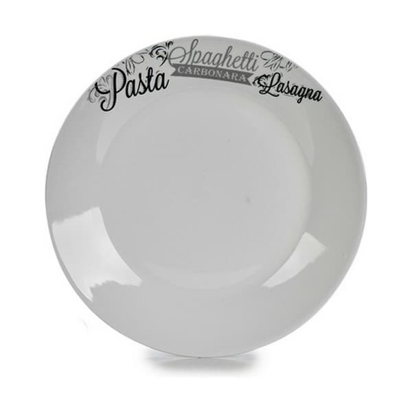 Platt skål Ø 24,4 cm Vit Svart Porslin Pasta (10 antal)