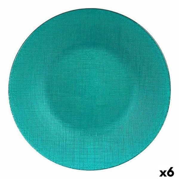 Platt skål Vivalto 323928P Turkos Glas 27,5 x 2 x 27,5 cm (6 antal)