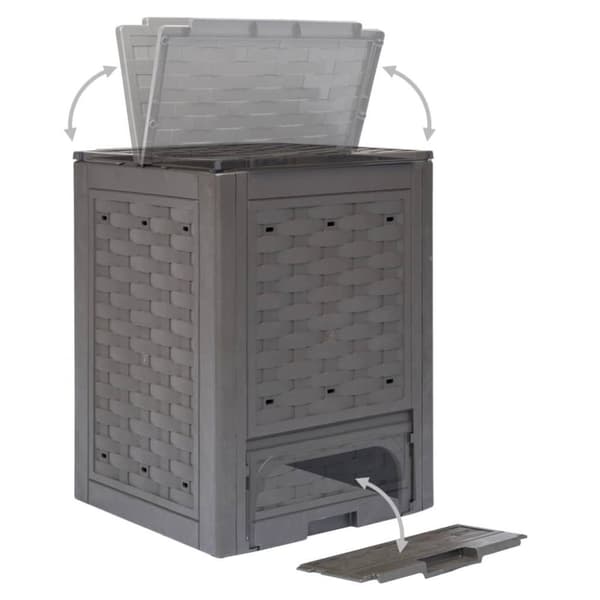 vidaXL Puutarhan komposti ruskea 60x60x83 cm 300 l muovi