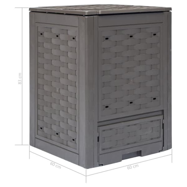 vidaXL Puutarhan komposti ruskea 60x60x83 cm 300 l muovi