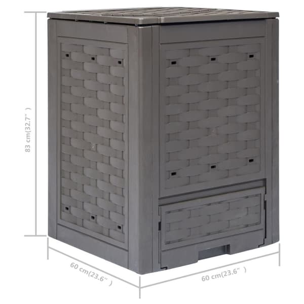 vidaXL Trädgårdskompost 3 st brun 60x60x83 cm 900 L plastrotting