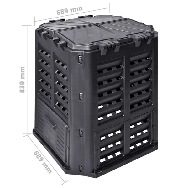 vidaXL Kompostkasse til hage svart 68,9x68,9x83,9 cm 360 L